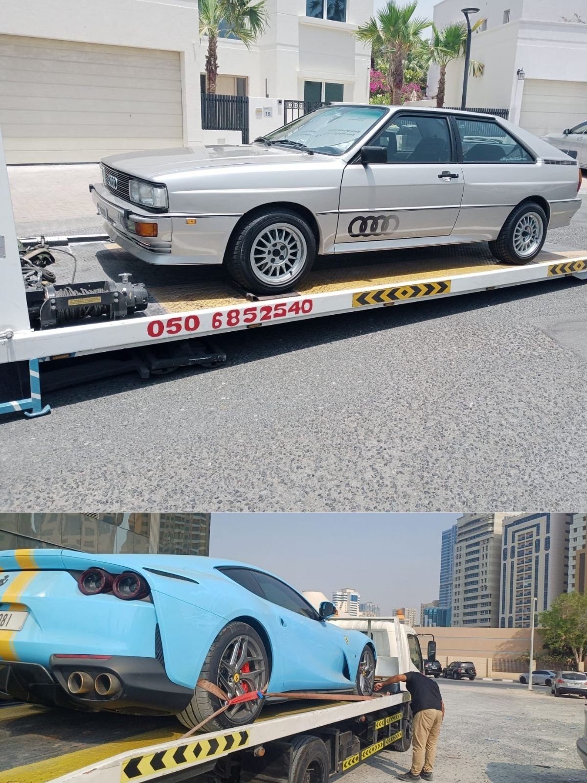 MiddleTrack flatbed recovery truck on call in Dubai, UAE